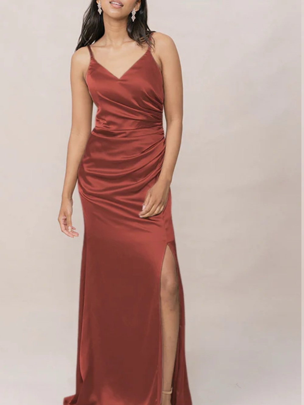 Revelry Rory Satin Dress in Cinnamon Rose - 708